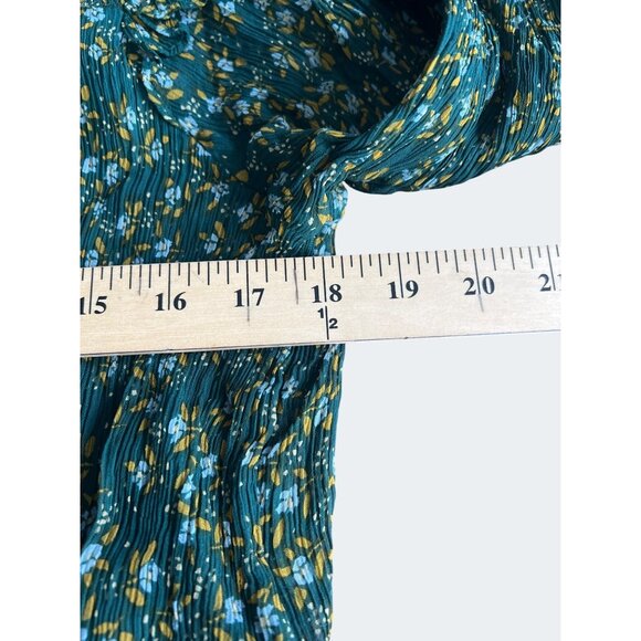 Free People Roma Forest Green Floral Sheer Mock Neck Long Sleeve Blouse Medium - Picture 5 of 15